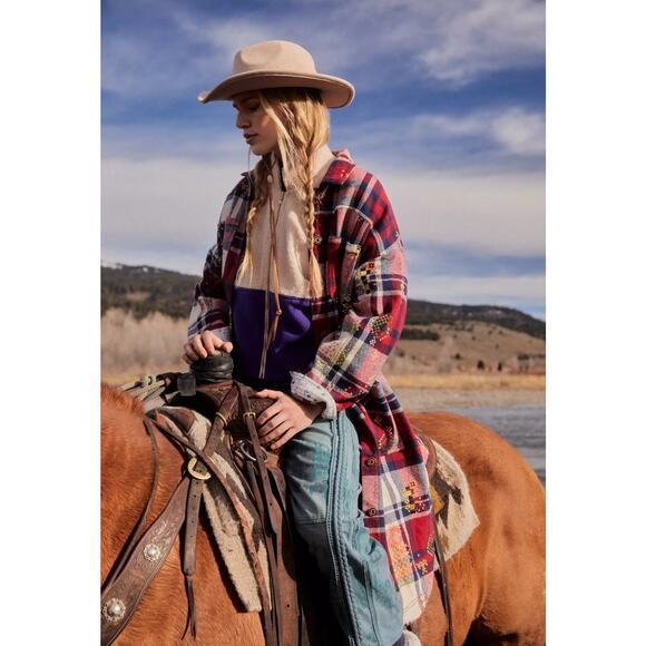 New Anthropologie DONNI Colorblocked Sherpa Jacket $324 XL Cream - Picture 3 of 9